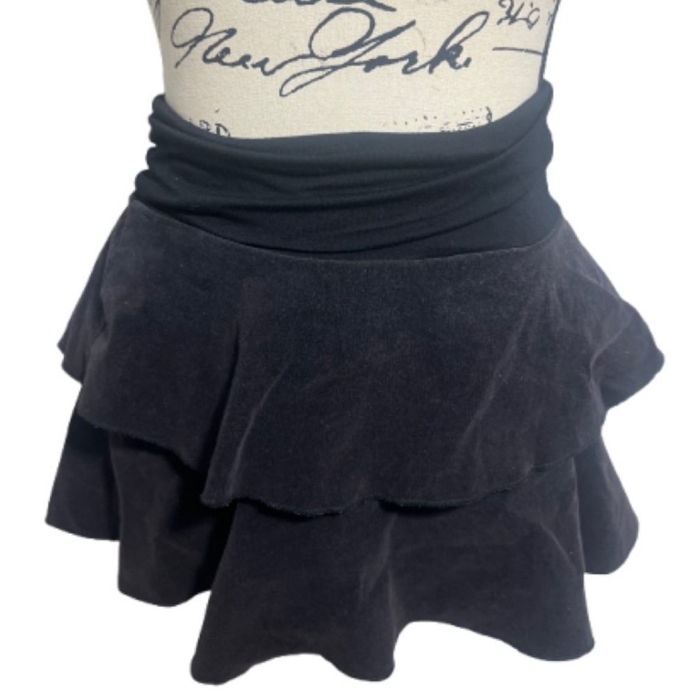 Women’s Festival Ready Black Corduroy‎ Ruffled Mini Skirt - Picture 5 of 7